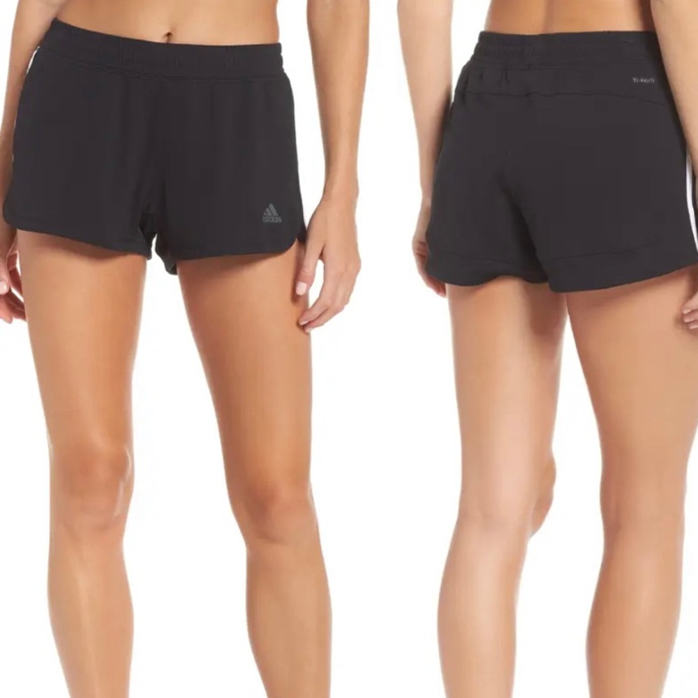 Adidas Women’s Pacer 3 Stripe Knit Shorts Black & White Aeroready XL
